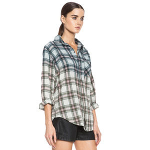 Current/Elliott Plaid School Ombre Button-Down Top